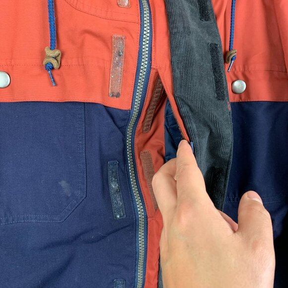 Burton Mens Squire Jacket Small Red Blue Full Zip Hooded Snowboarding Dryride - Picture 9 of 16